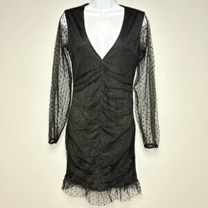 Missguided Witchy Goth Black Sheer Sleeve LBD Mini Dress Sz 6